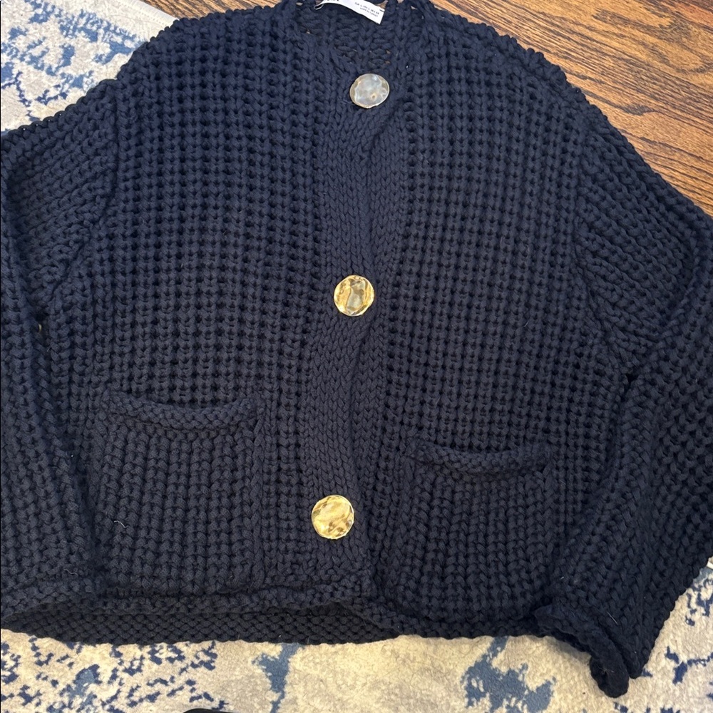 Zara Navy Chunky Knit Sweater